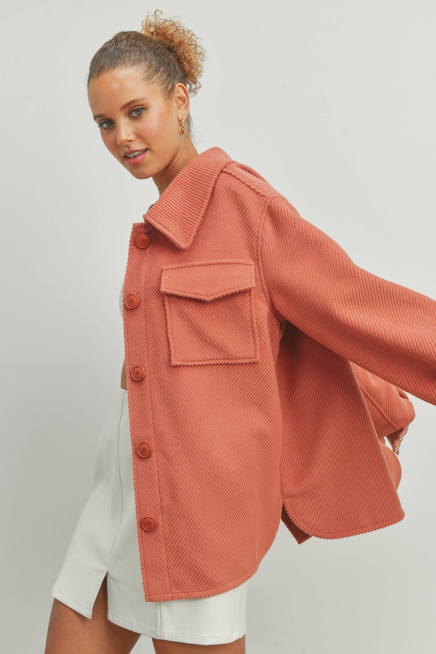 Solid Fall/Winter Shacket Coat - BMJ7013