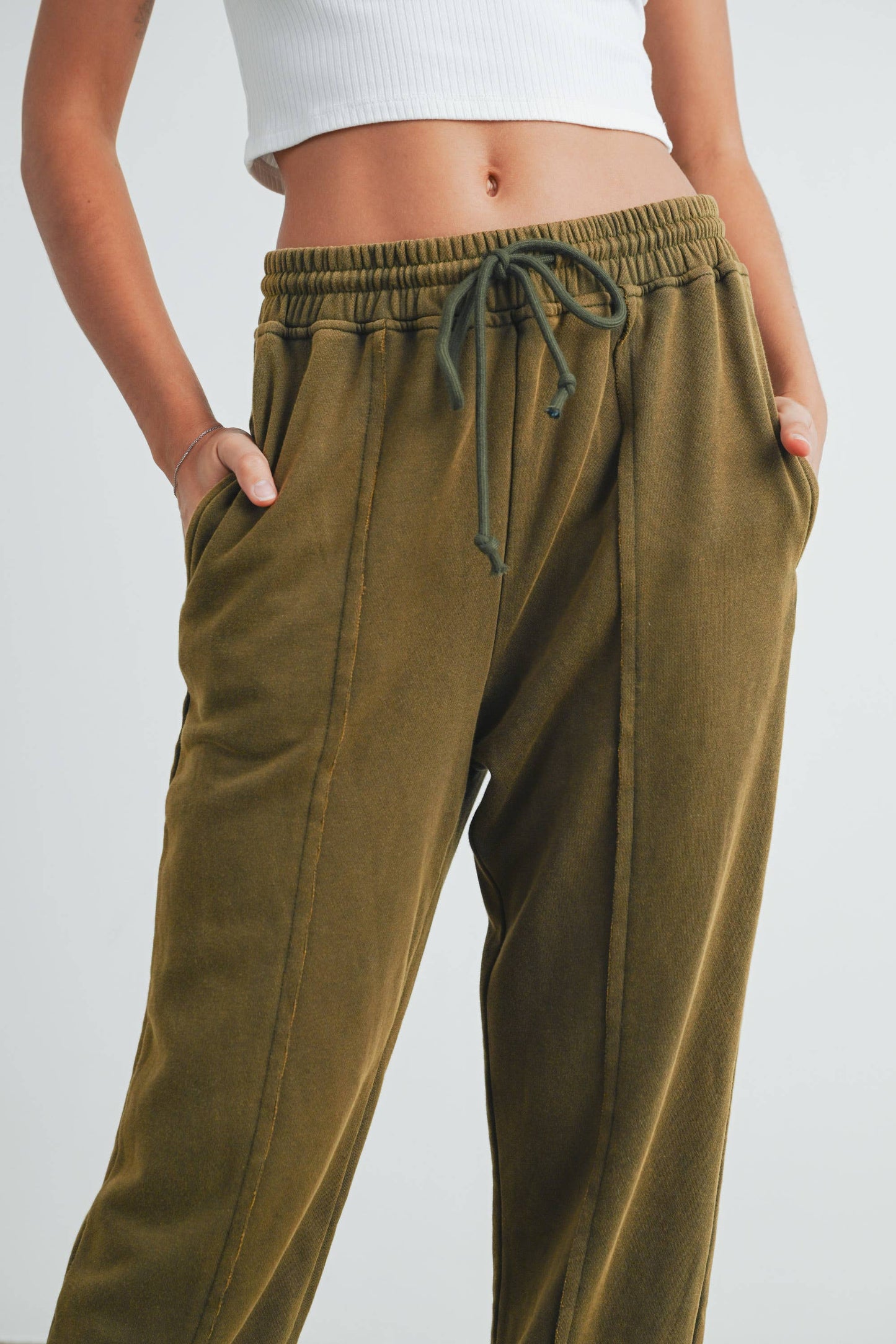 Washed French Terry Drawstring Jogger Pants - BMP7280