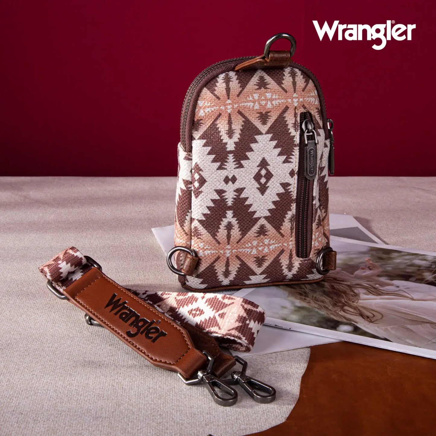 Wrangler Aztec Print Crossbody Chest Bag -