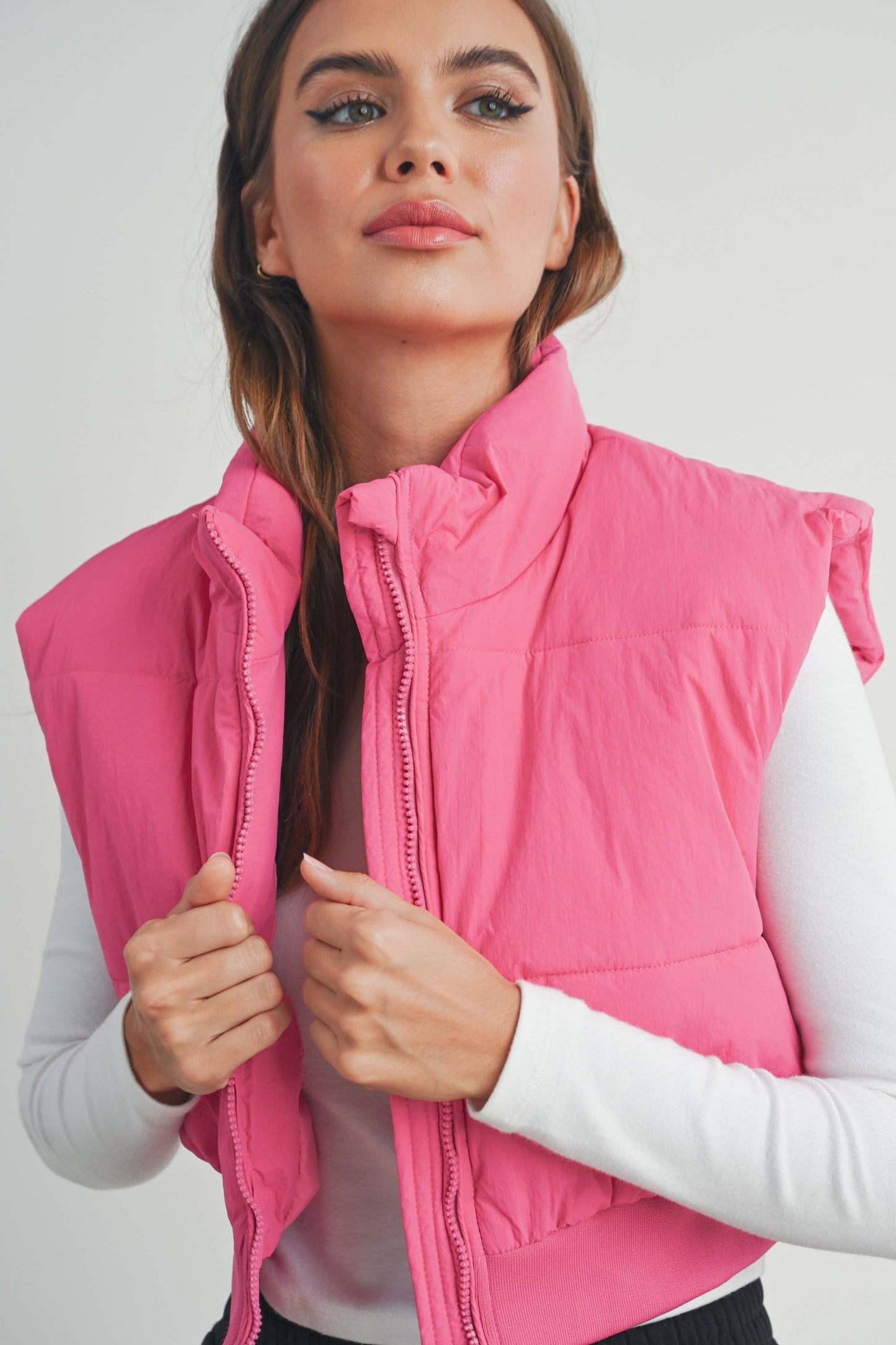 FALL ZIP-UP CROP PUFFER FALL VEST - BMJ7012