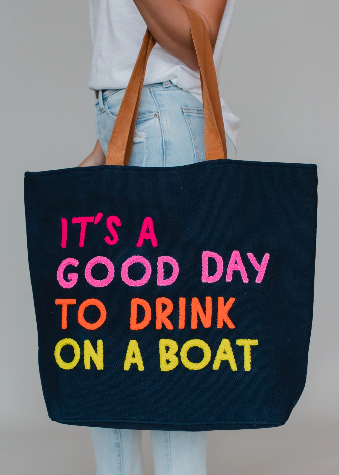 Panache Apparel - Navy "Drink On A Boat" Tote