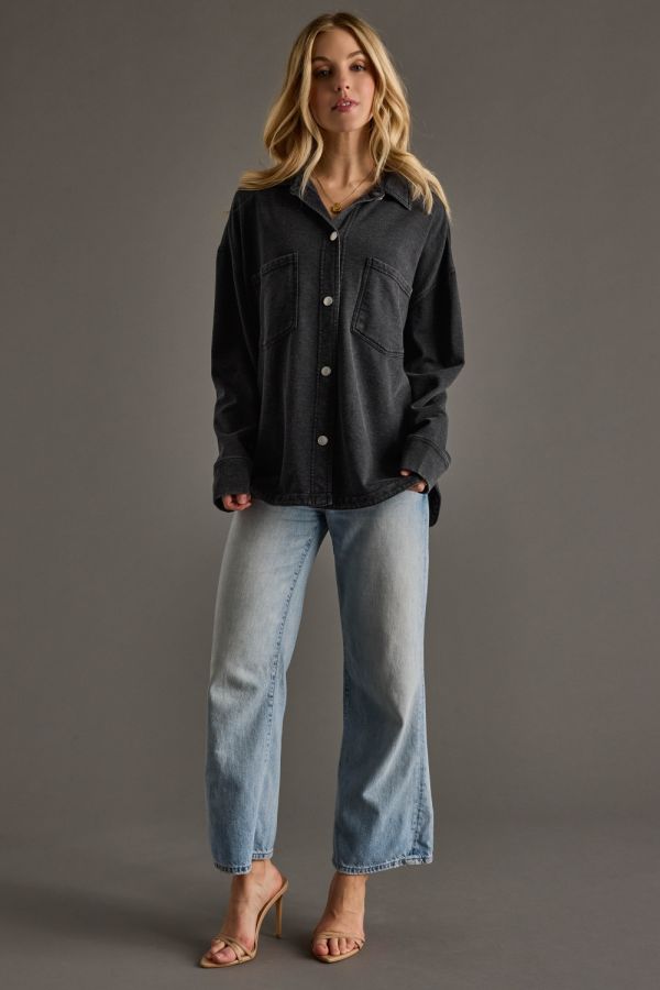 Panache- Black Washed Soft Button up-