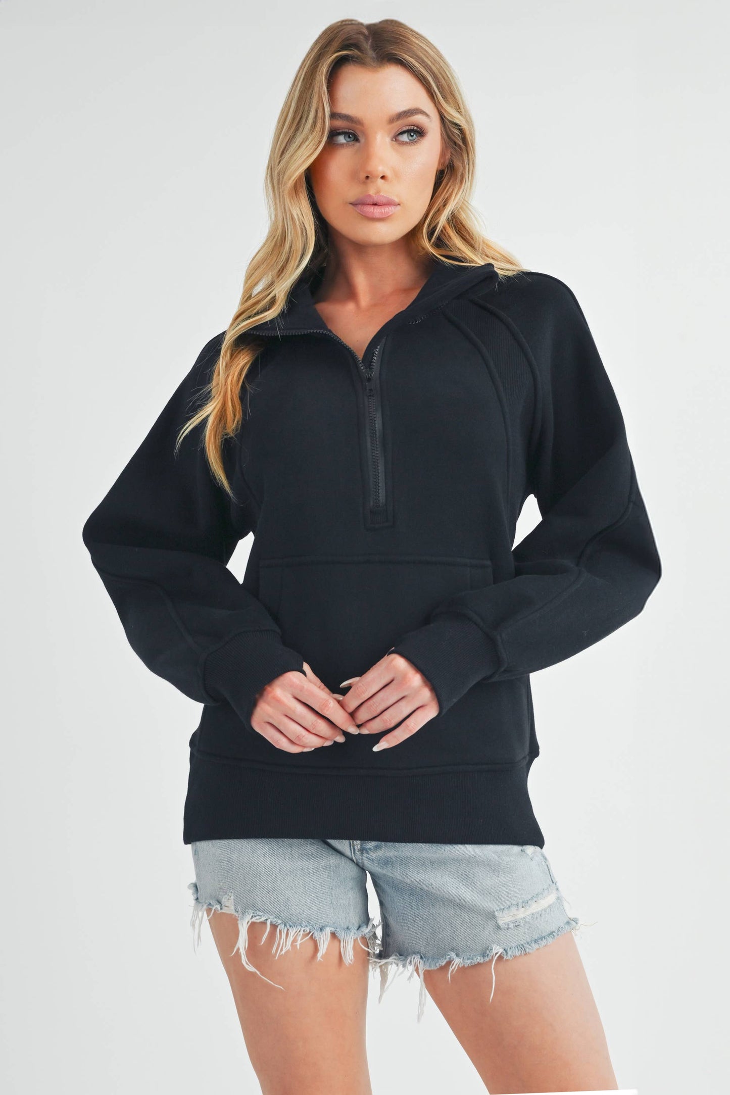 986DK Long Dove Funnel Neck Half Zip 1
