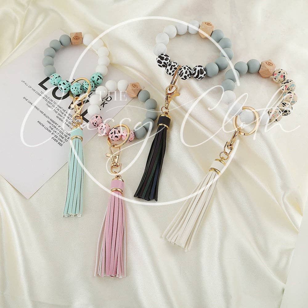Silicone Beaded Tassel Keychain - RTS