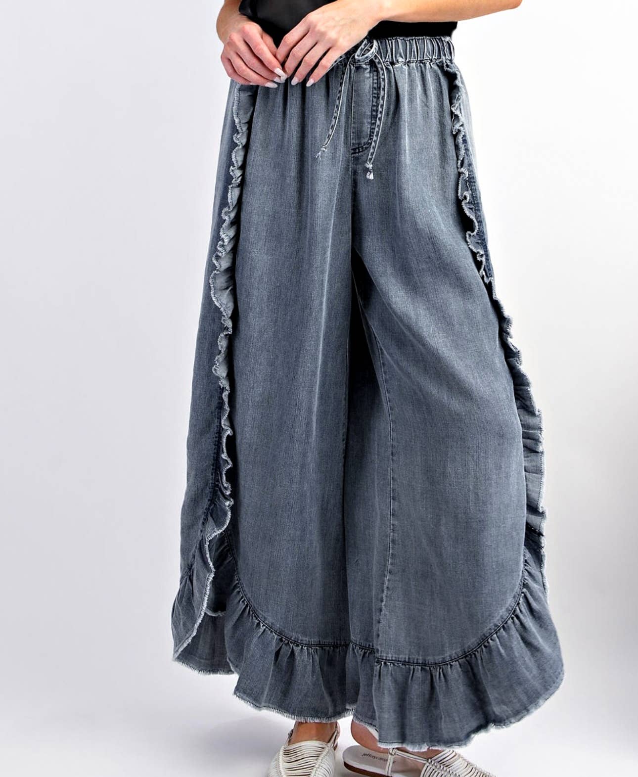 Bohemian Ruffled Flared Jeans