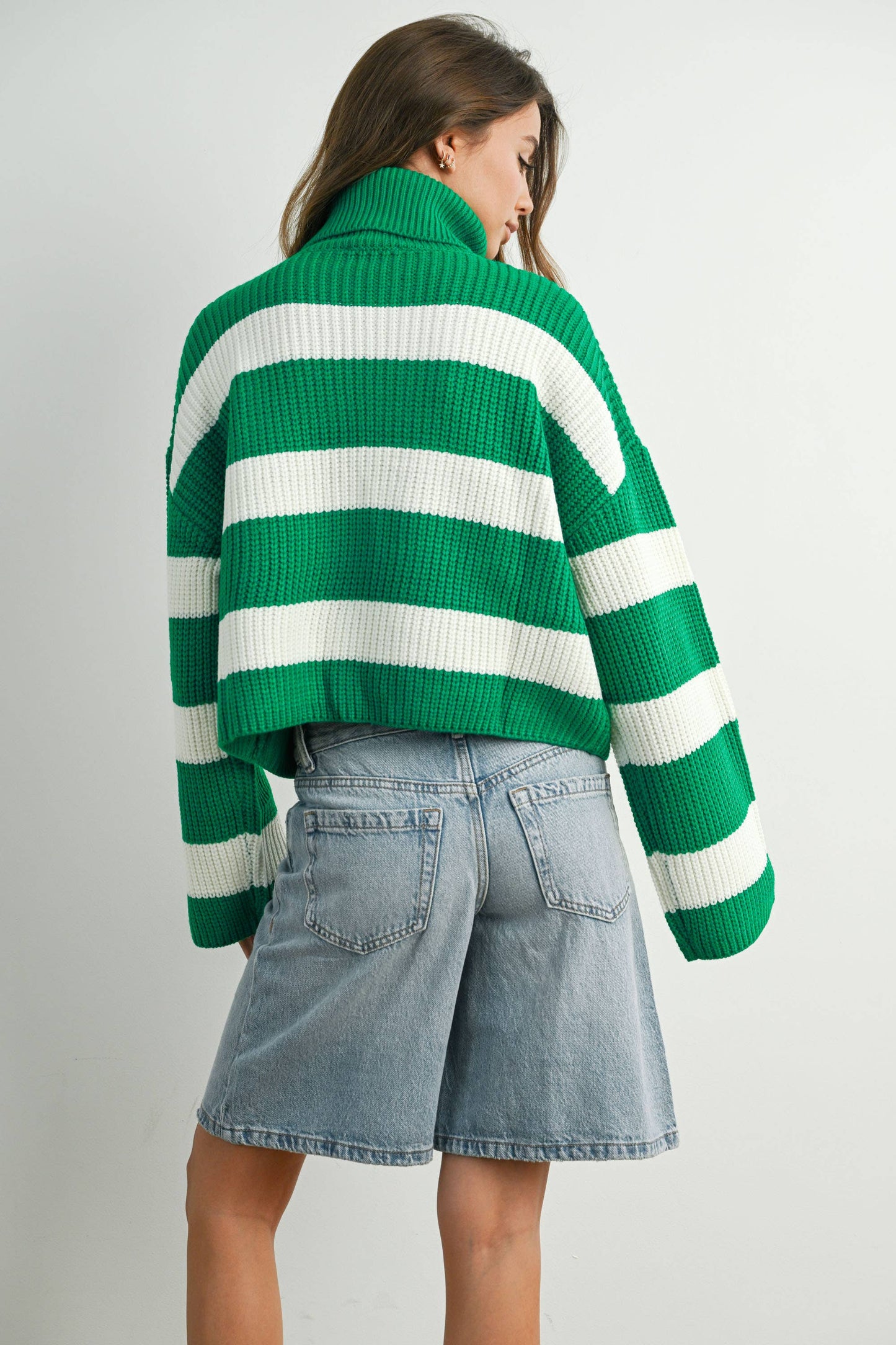 Striped Turtleneck Pullover Sweater - BMW7480