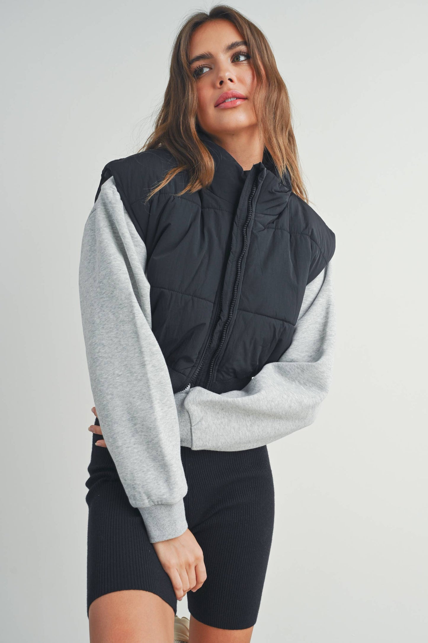 FALL ZIP-UP CROP PUFFER FALL VEST - BMJ7012