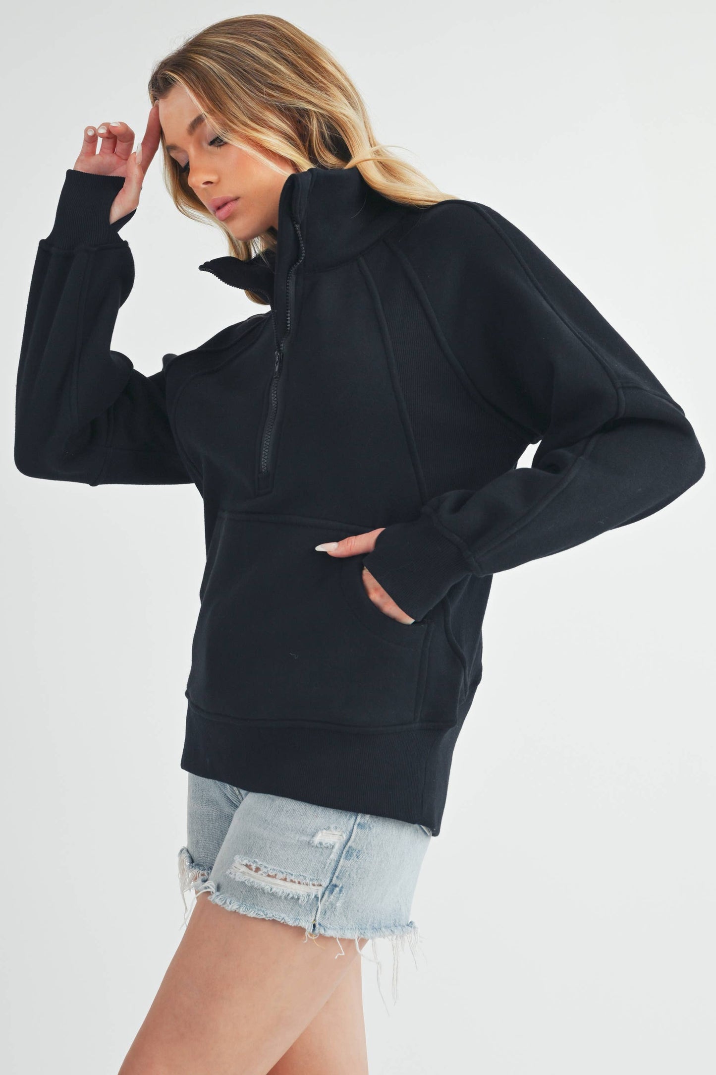 986DK Long Dove Funnel Neck Half Zip 1