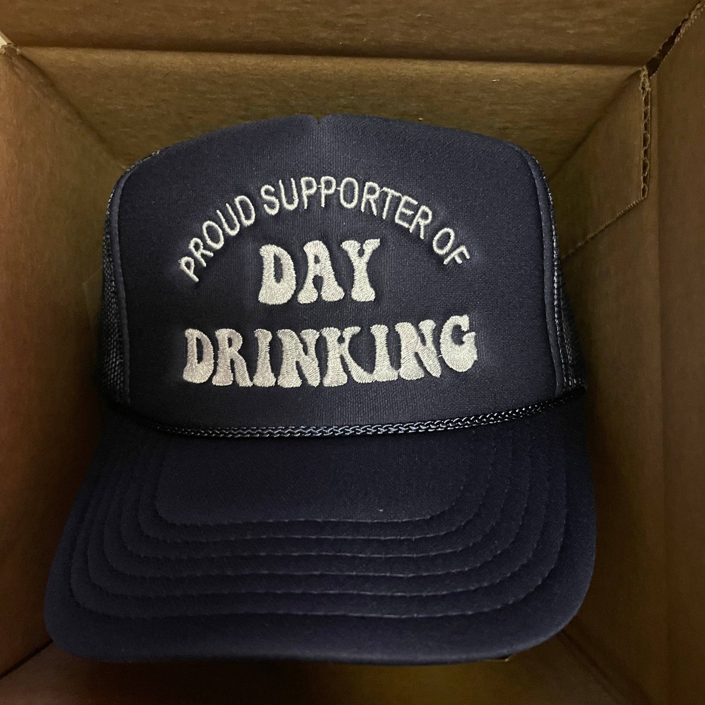 Proud Supporter of Day Drinking Trucker Hat | Navy/White