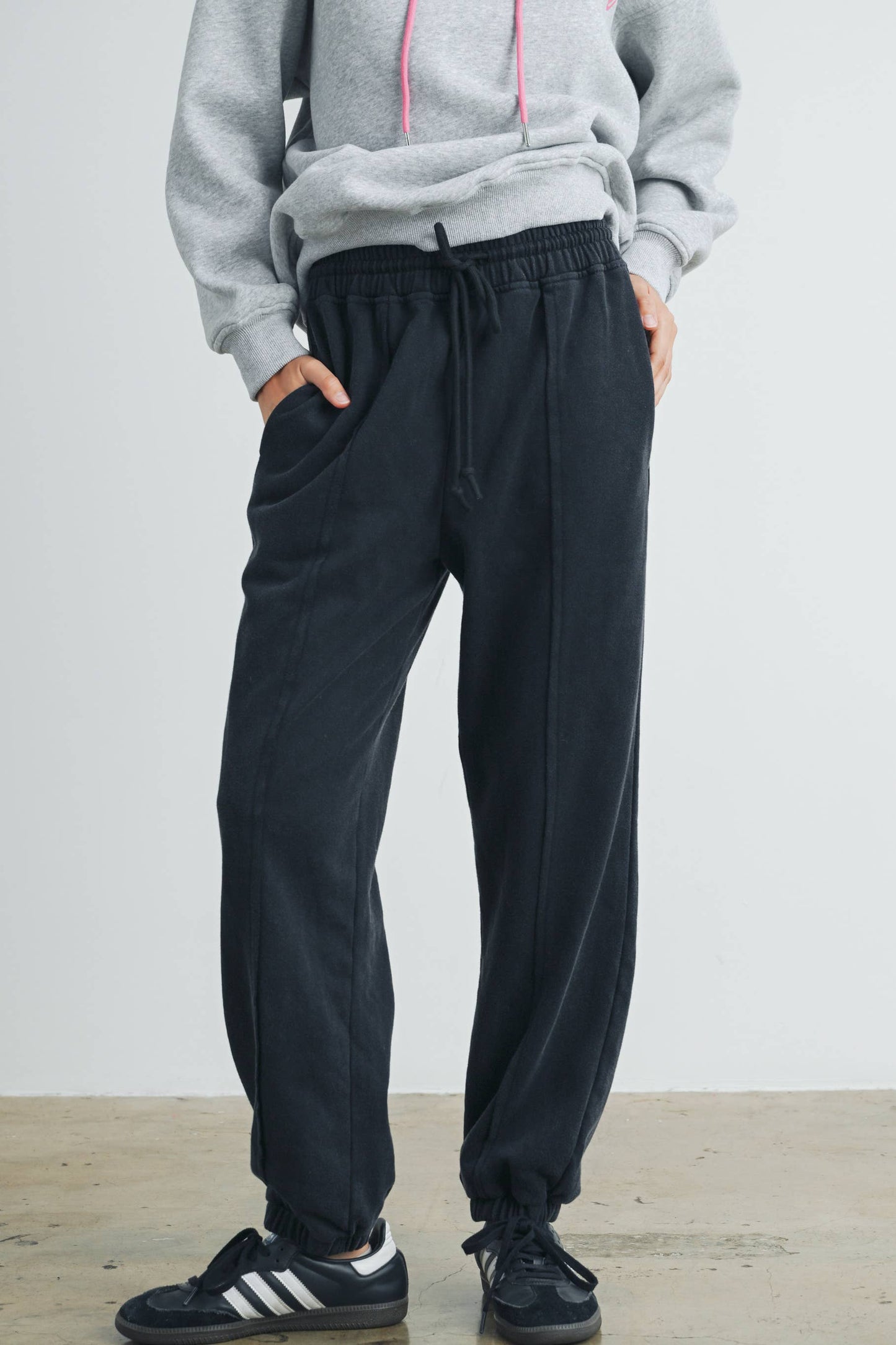 Washed French Terry Drawstring Jogger Pants - BMP7280