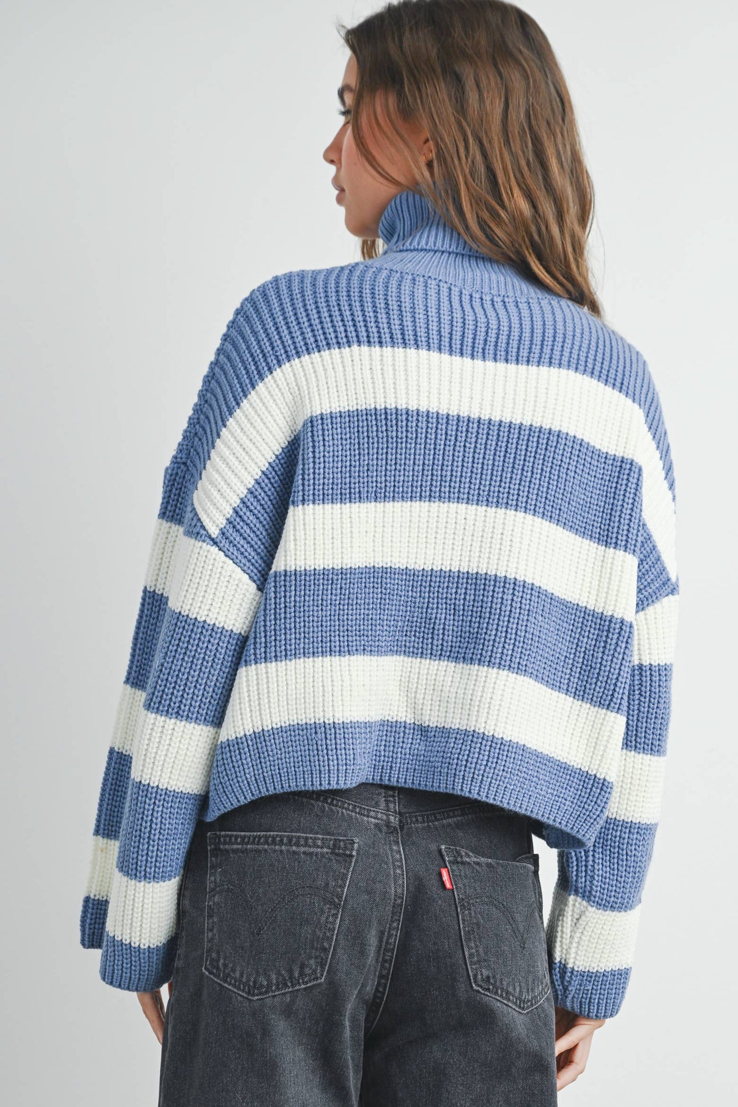 Striped Turtleneck Pullover Sweater - BMW7480