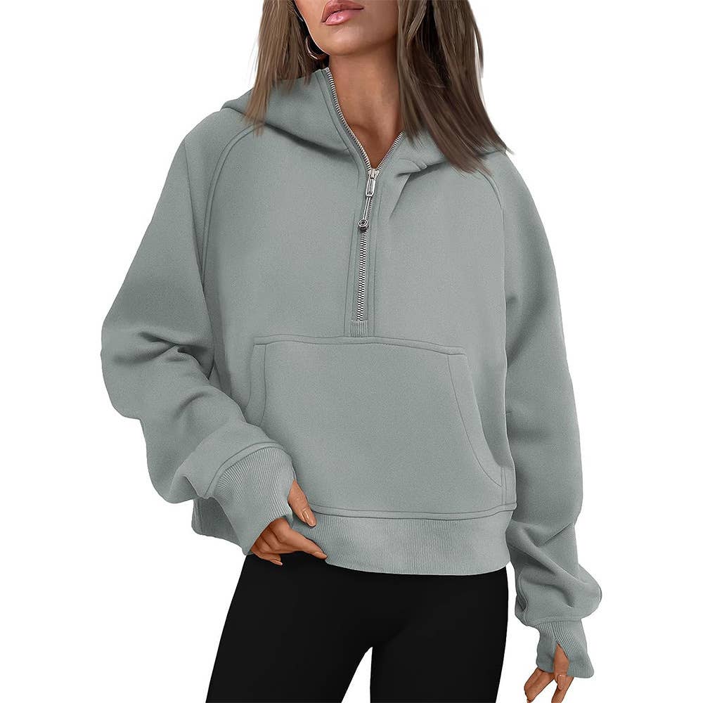 Athleisure half zip fleece lined pullover sweatshirt