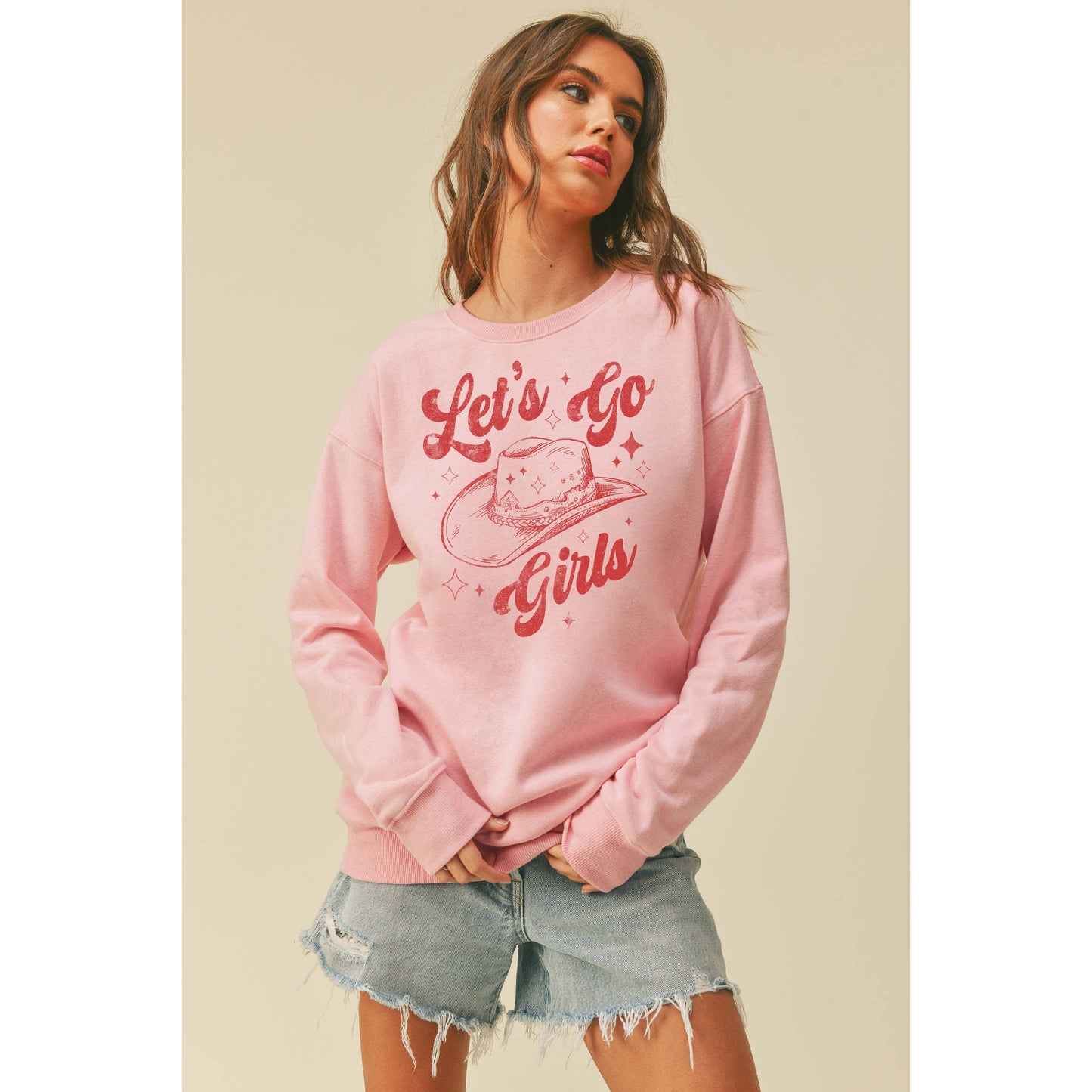 Lets Go Girls Cowboy Hat Graphic Sweatshirt