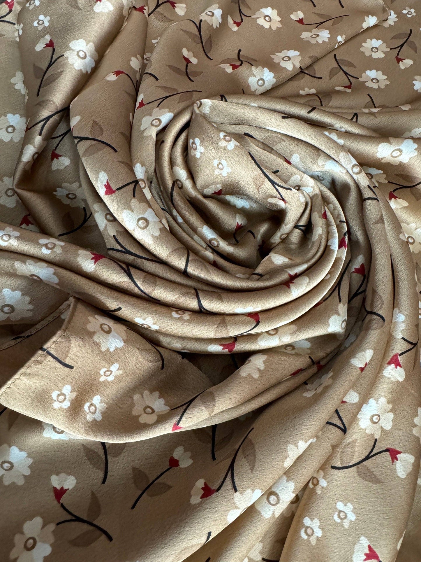 Wild Rag Taupe with white and red flowers Cowboy Western Neck Scarf Bandanna by Double B Wild Rags
