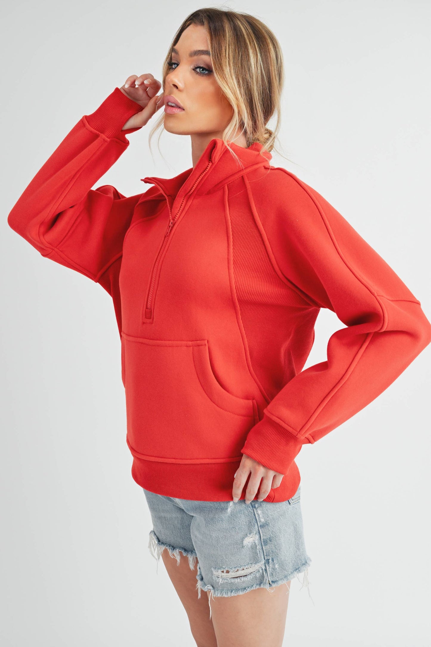 986DK Long Dove Funnel Neck Half Zip 1