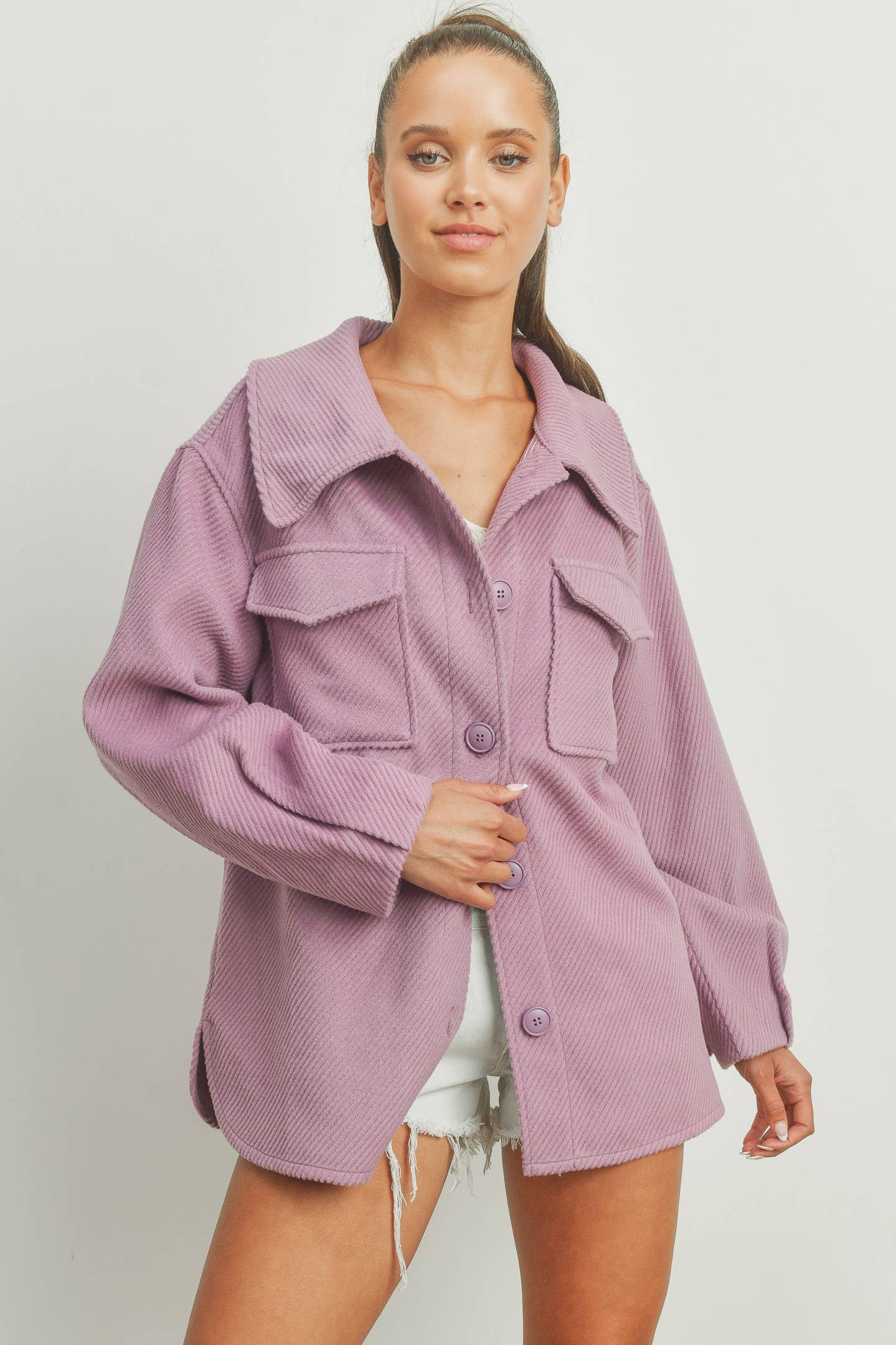 Solid Fall/Winter Shacket Coat - BMJ7013