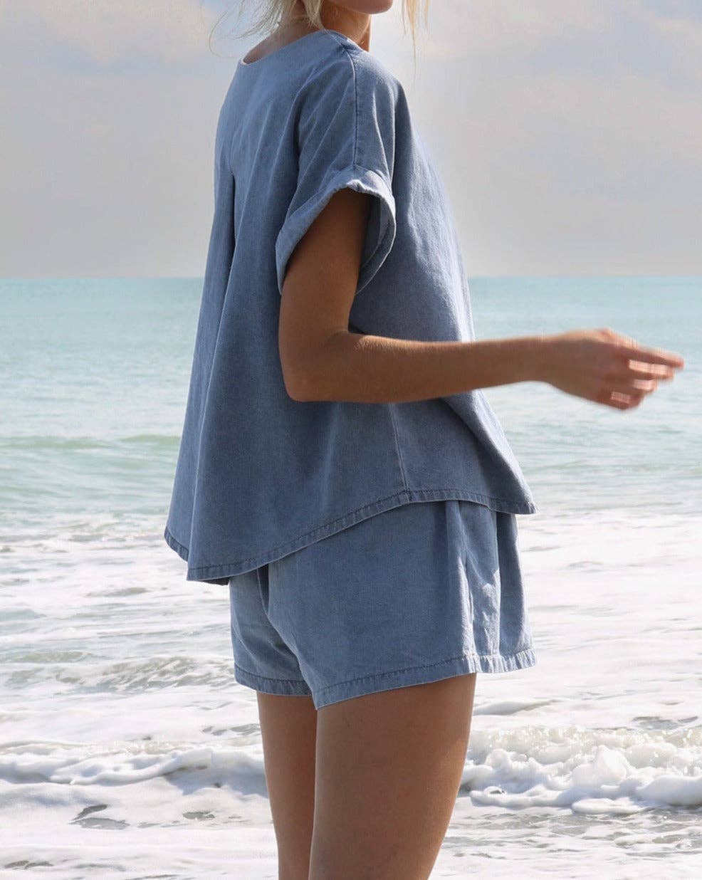 Denim Tee and Shorts Set