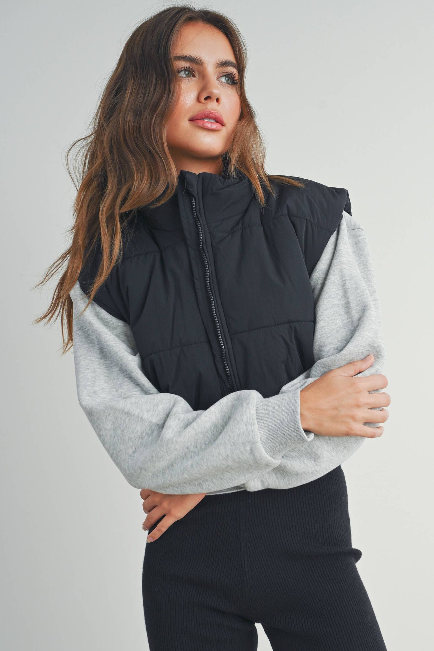 FALL ZIP-UP CROP PUFFER FALL VEST - BMJ7012