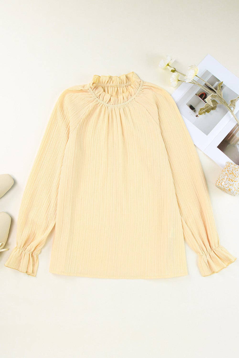 Frilled Bubble Sleeve Blouse