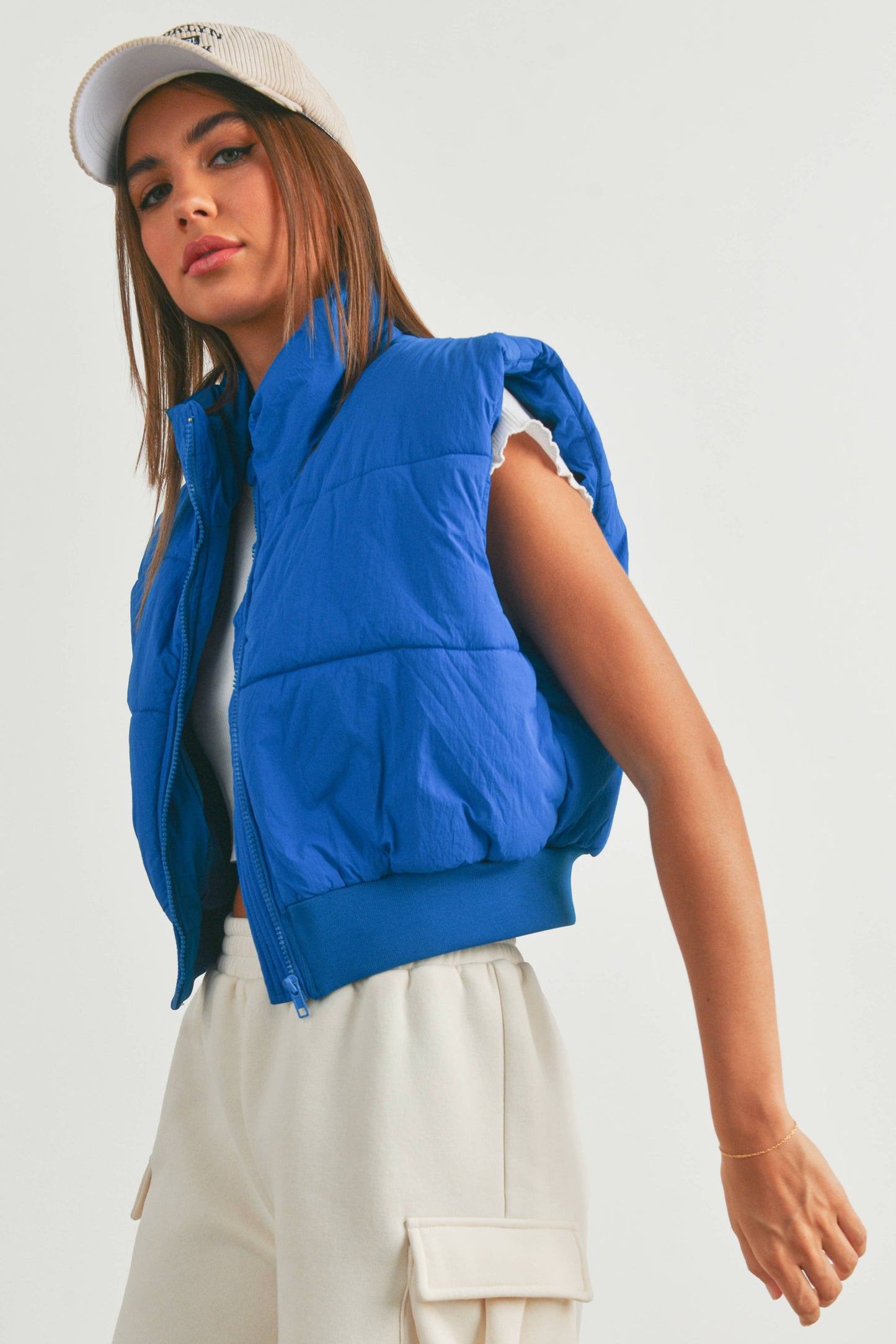 FALL ZIP-UP CROP PUFFER FALL VEST - BMJ7012