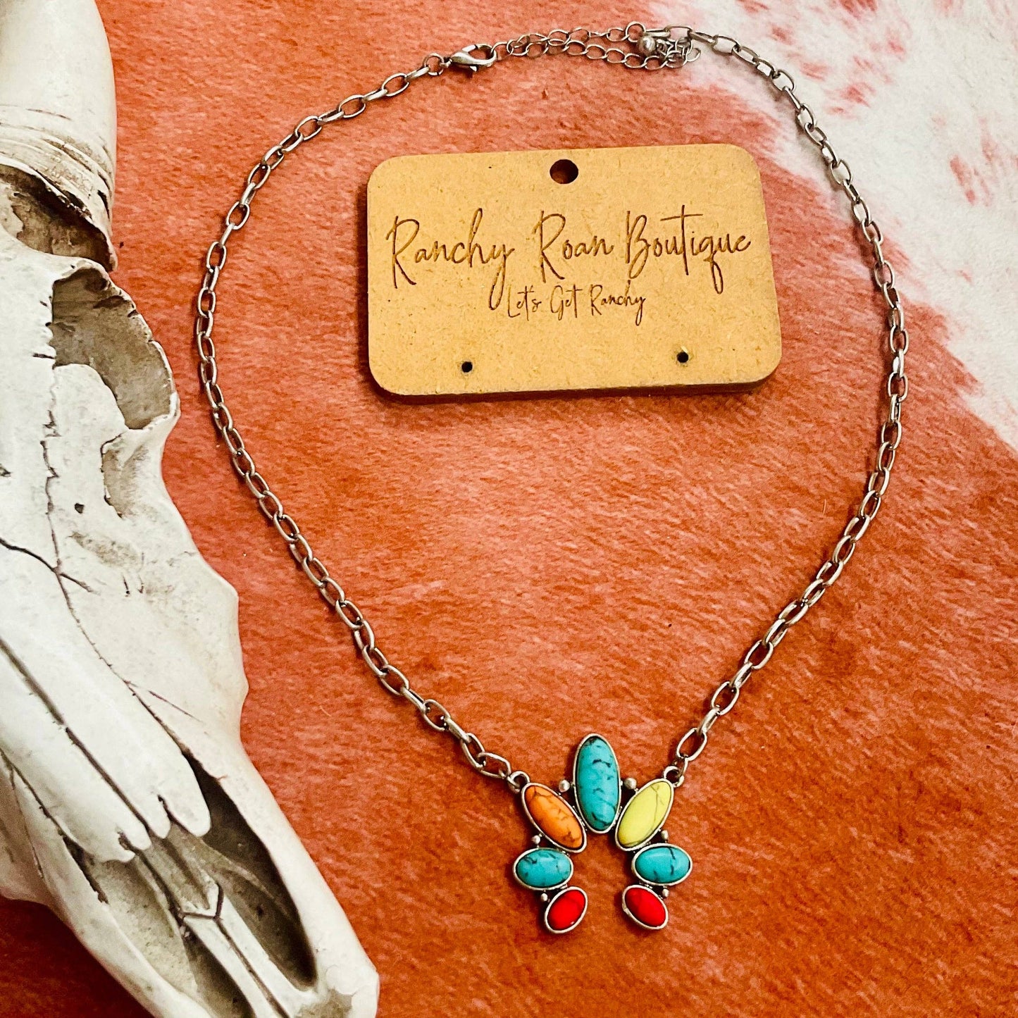 Squash Blossom Multi-Color Western Chain Necklace