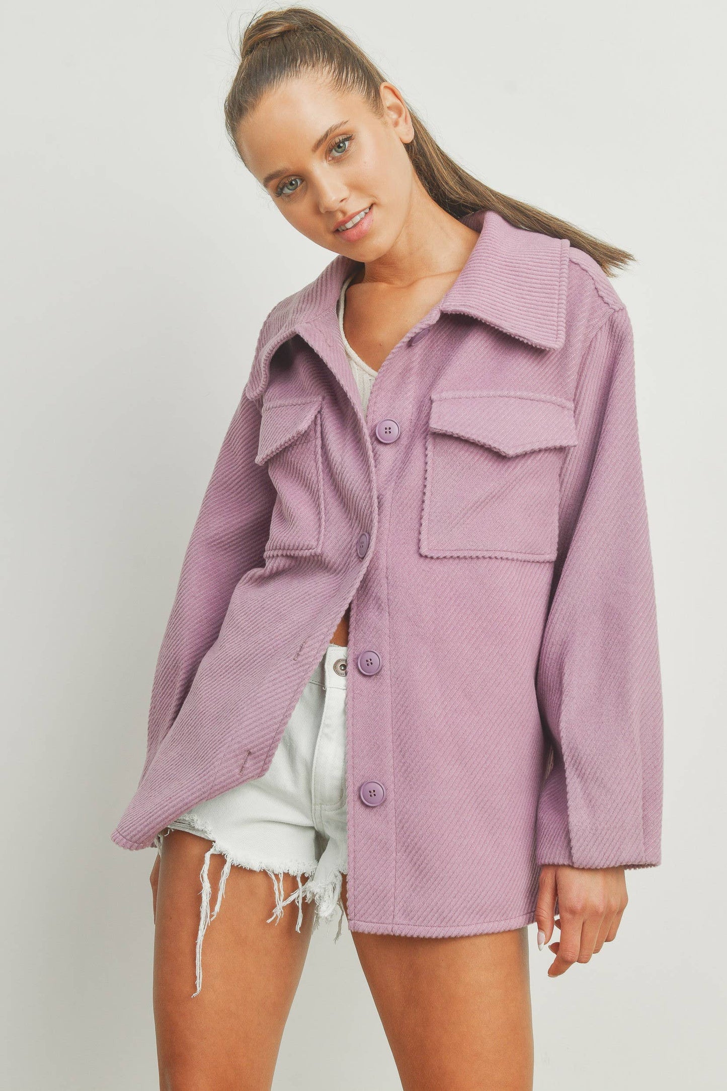 Solid Fall/Winter Shacket Coat - BMJ7013