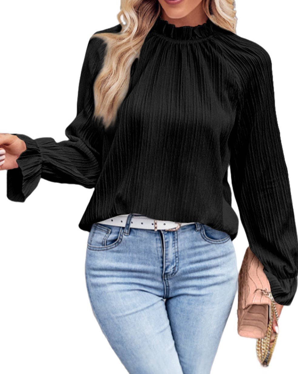 Frilled Bubble Sleeve Blouse