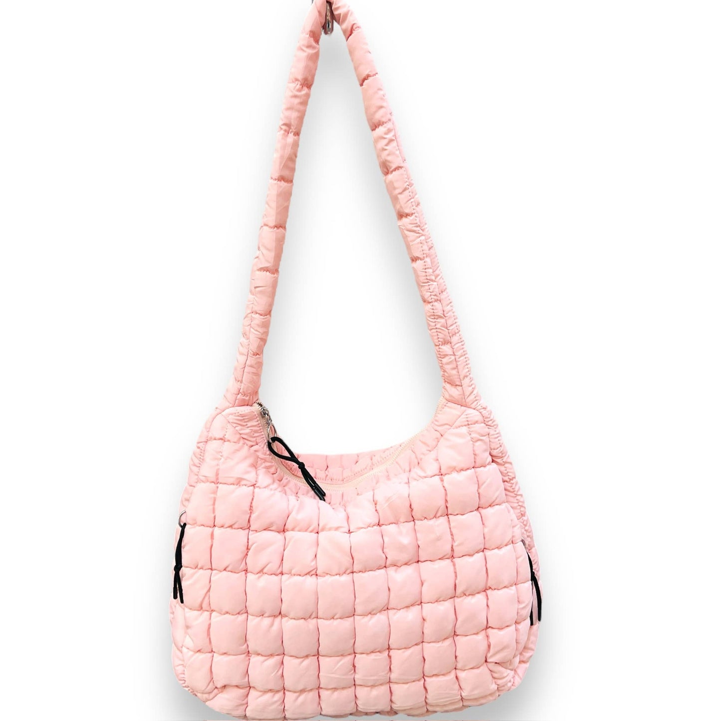 Quilted Puffer Shoulder Bags - Multiple Zip Feature