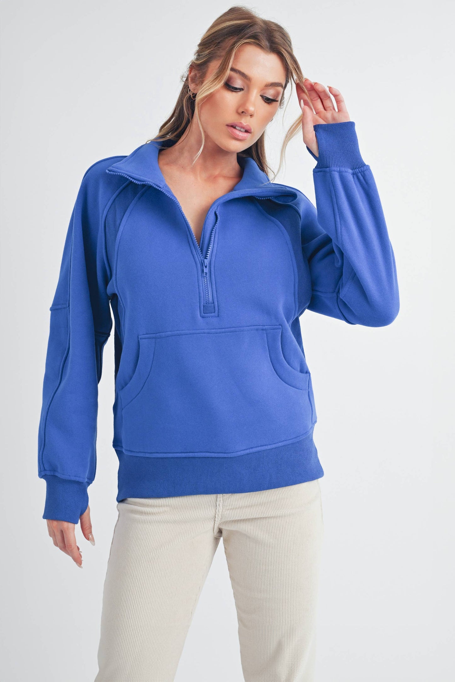 986DK Long Dove Funnel Neck Half Zip 1