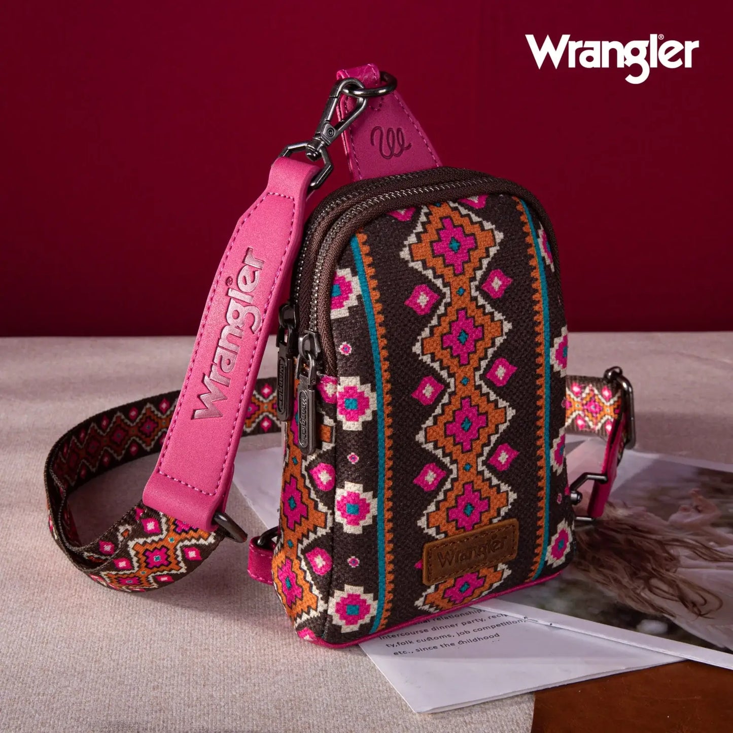 Wrangler Aztec Print Crossbody Chest Bag -