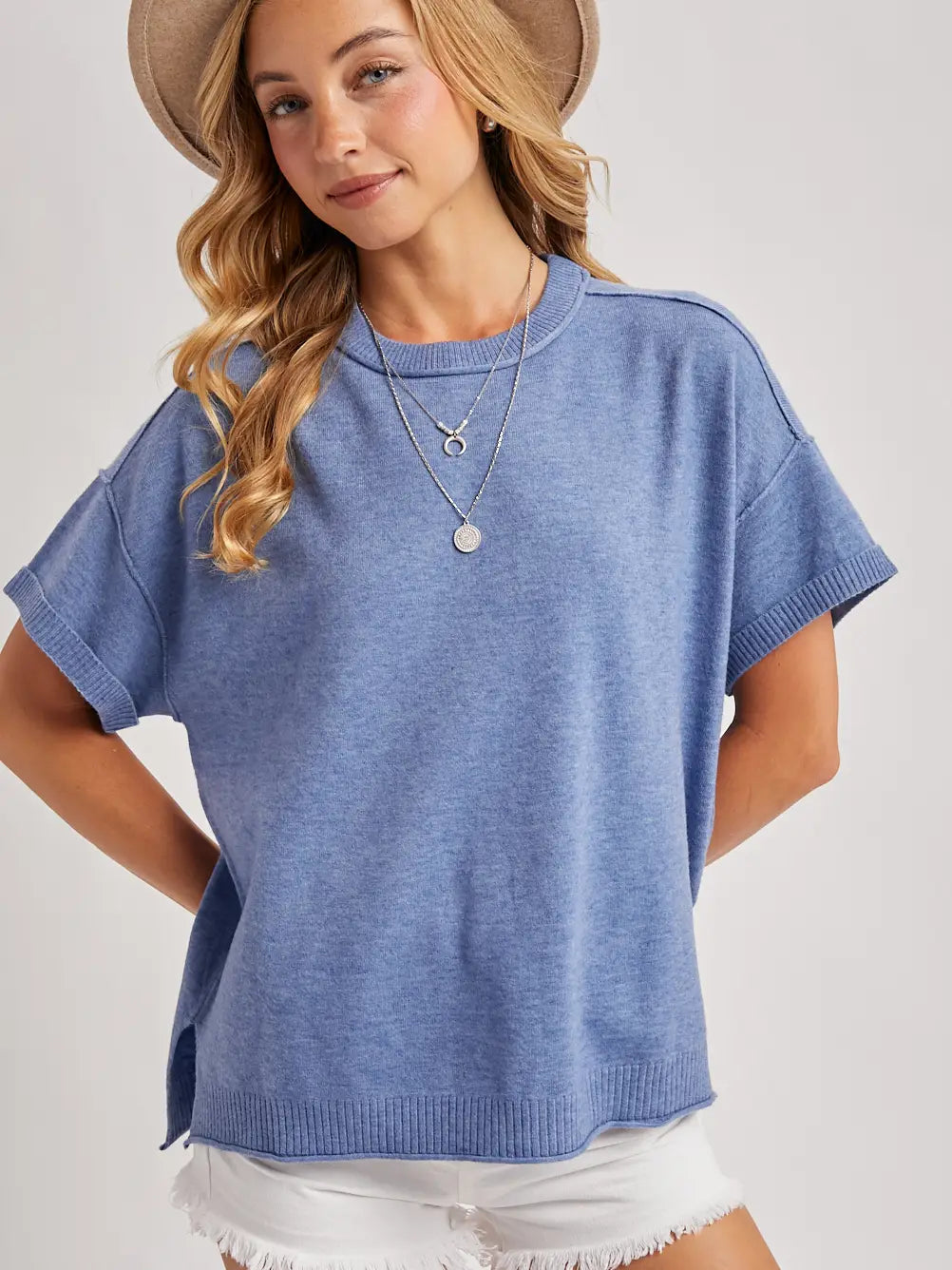 Crew Neck Knit T-Shirt -