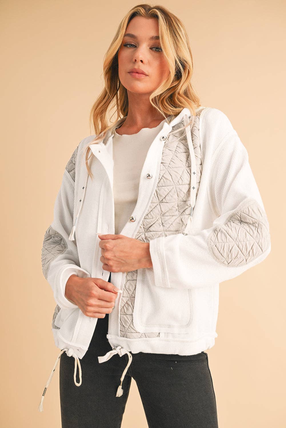 Felisha Quilted Patchwork Hooded Jacket | S-XL