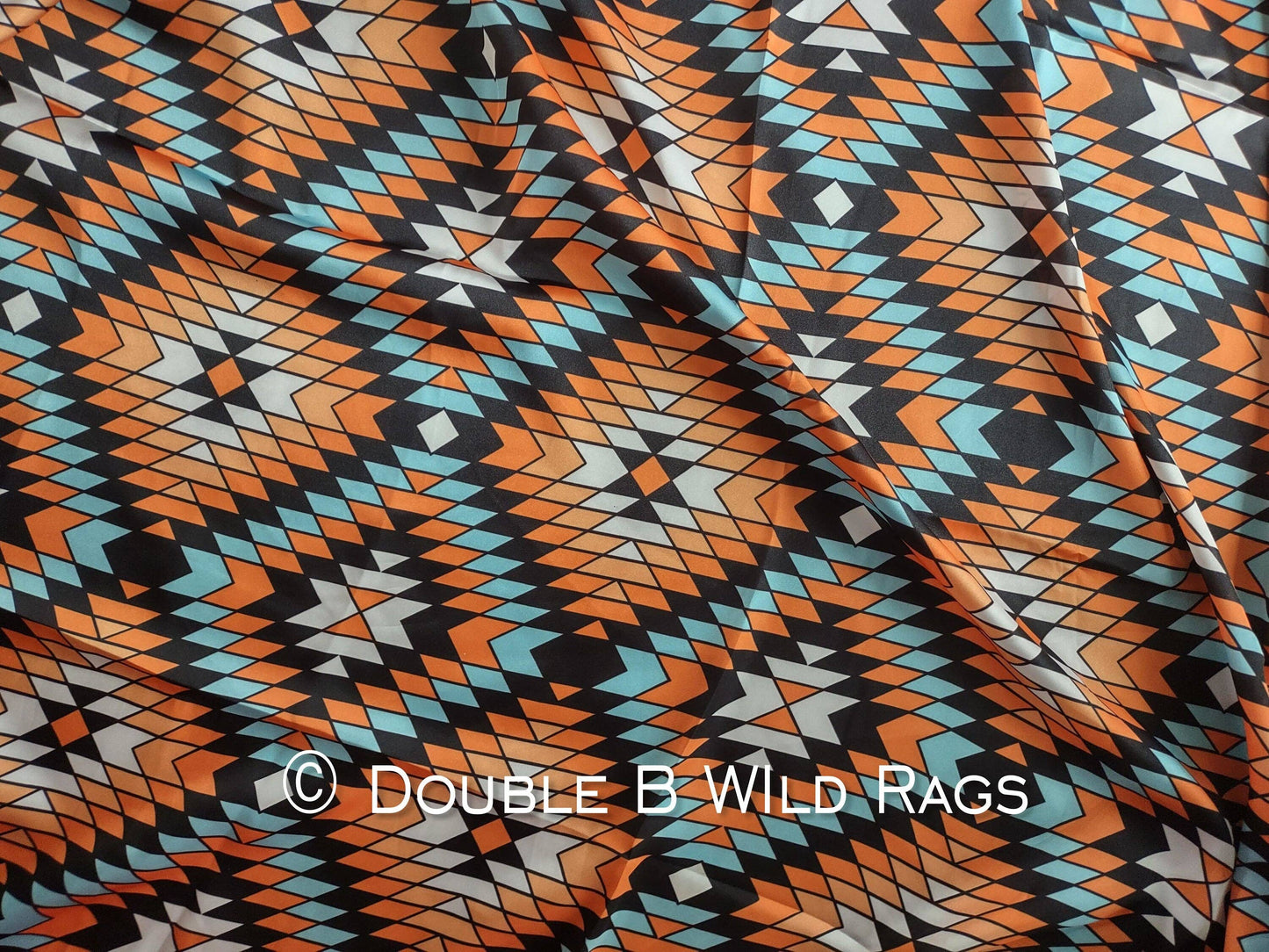 Wild Rag AZTEC 1010 Orange Light Blue and Black southwest Cowboy Western Neck Scarf Bandanna by Double B Wild Rags