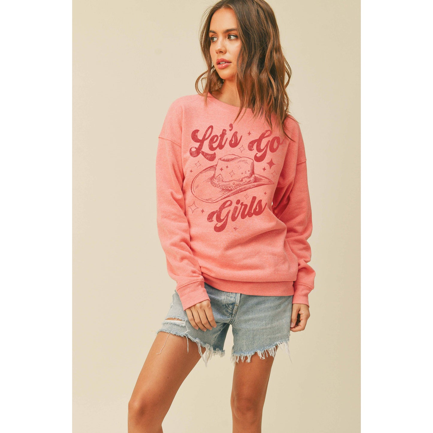 Lets Go Girls Cowboy Hat Graphic Sweatshirt