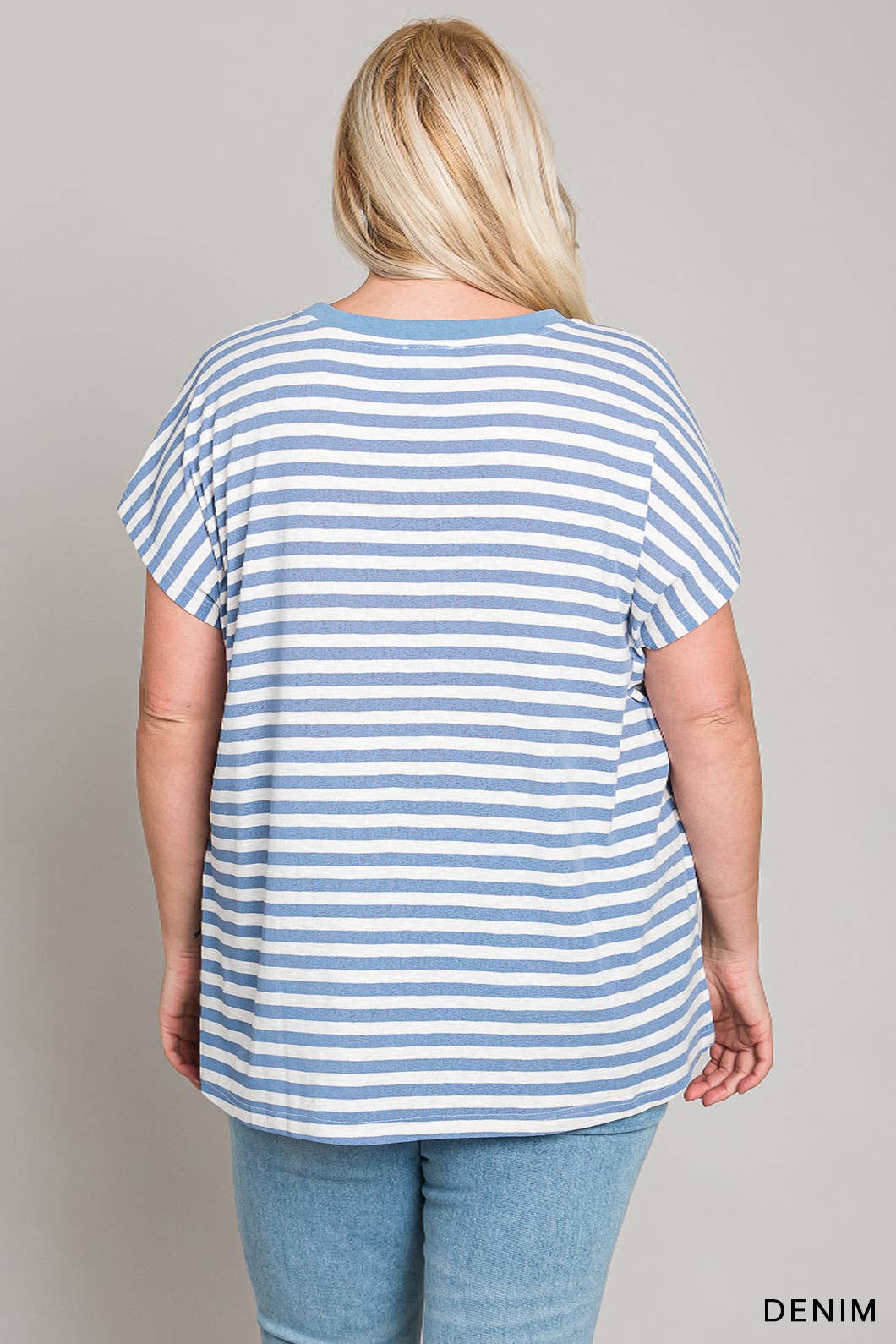 63581_CURVY - Striped Knit Top for Women