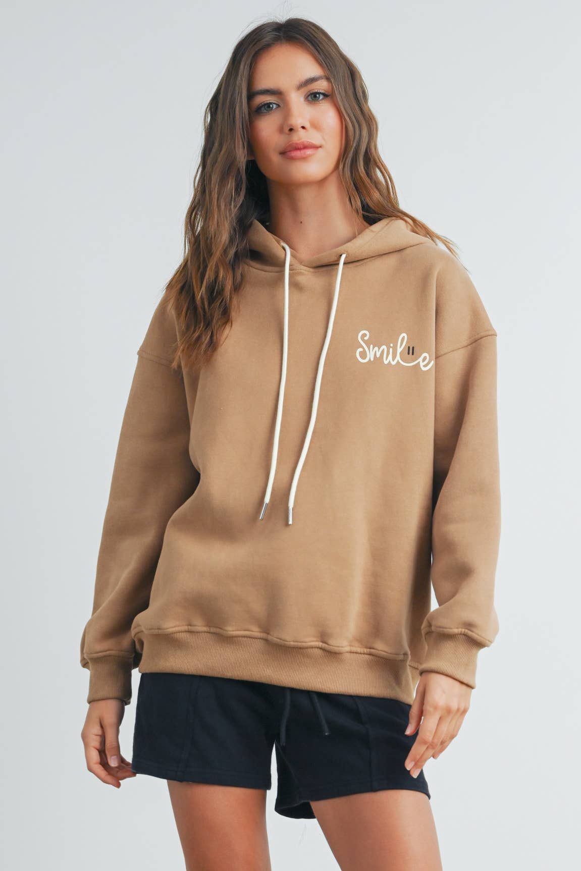 SMILE PRINTED DRAWSTRING HOODIE - BMT7415
