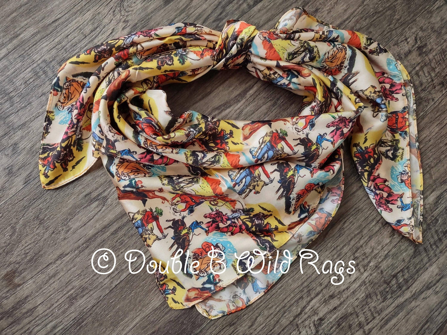 WILD RAG Vintage Retro Cowboy Cartoon Comic Book Western Neck Scarf Bandanna by Double B Wild Rags