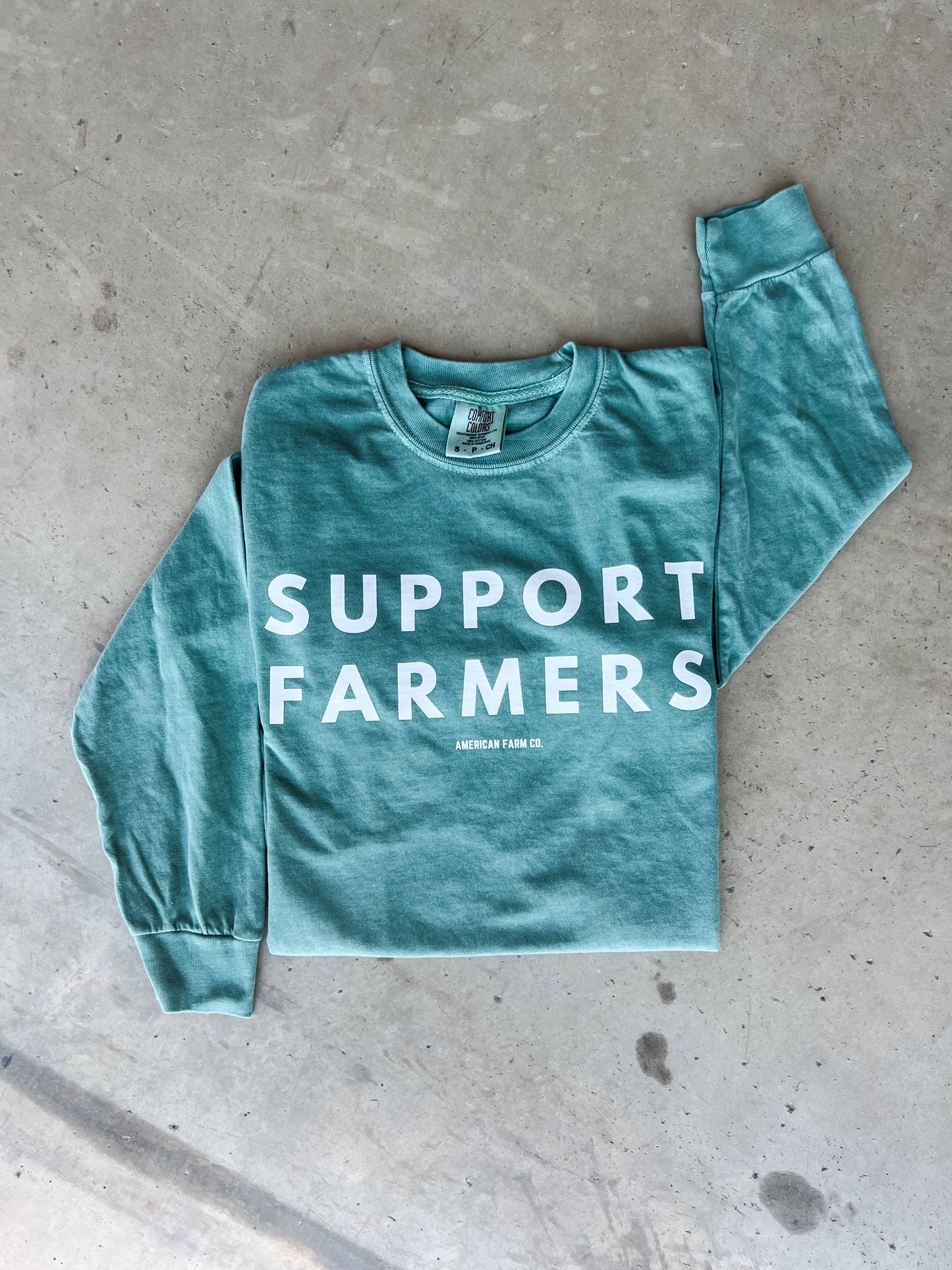 Western 'Support Farmers' Washed Green Long Sleeve