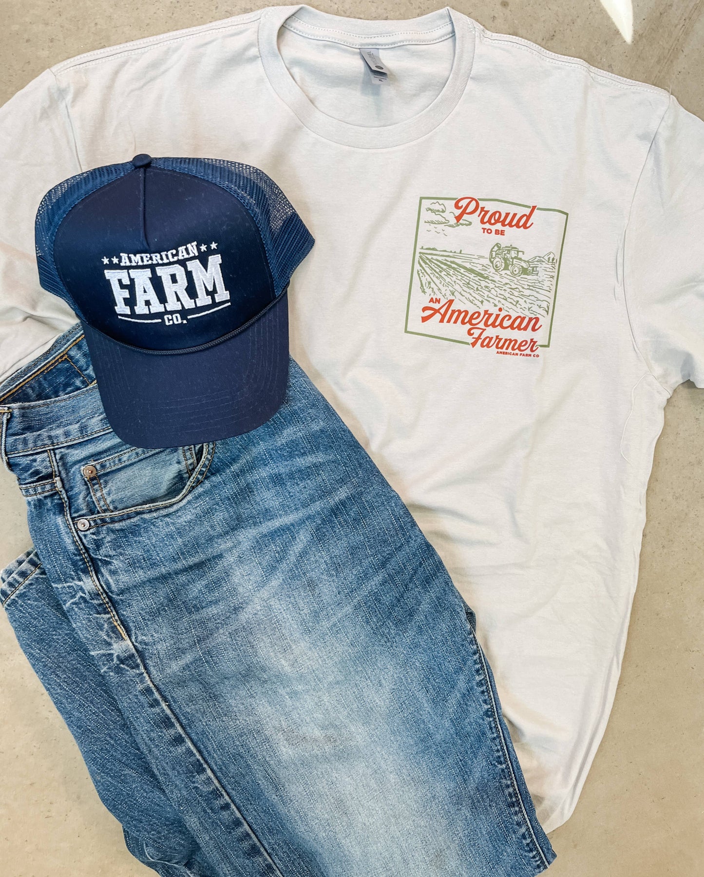 Western 'Proud American Farmer' Stone Graphic Tee