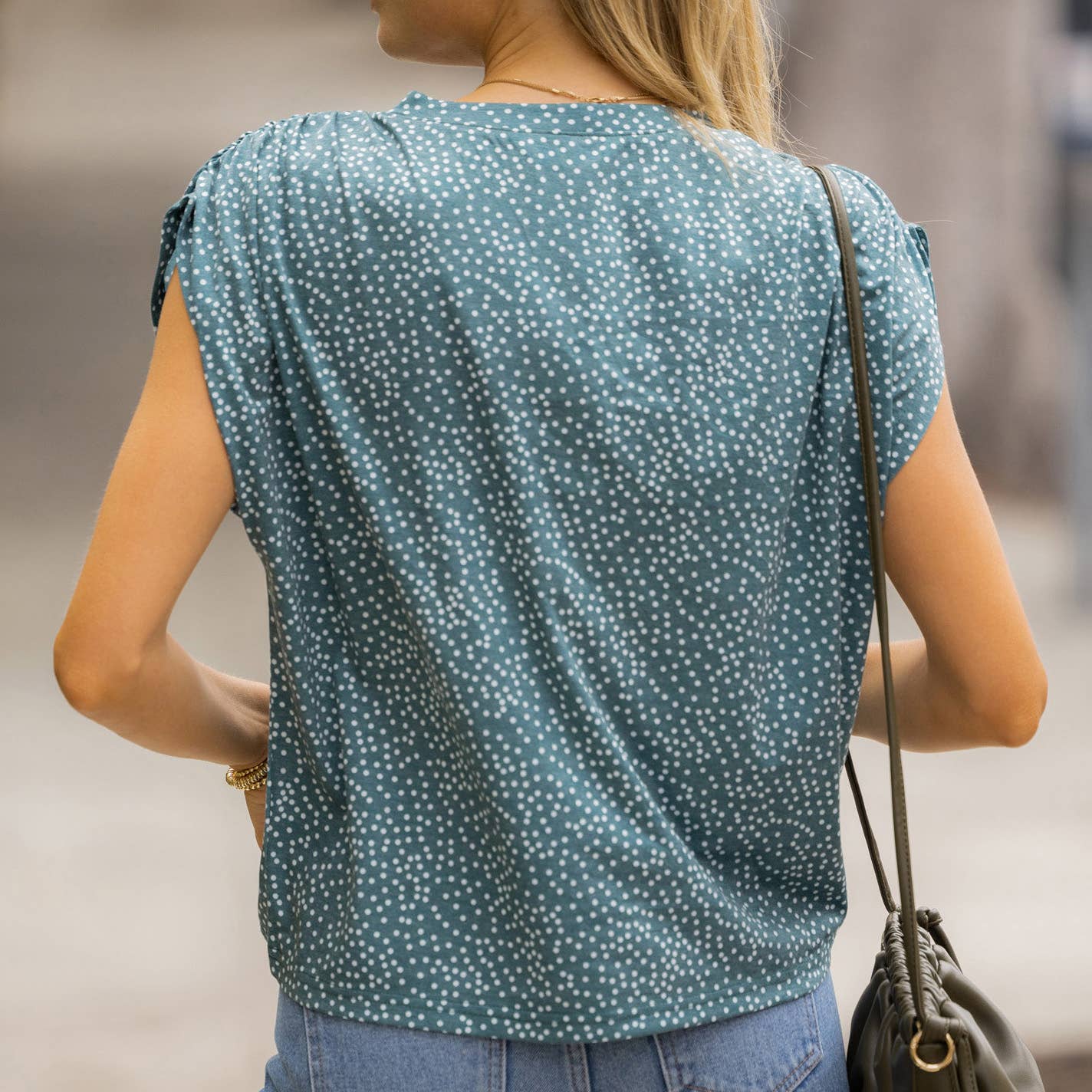 Plus Size Super Soft Casual Ruched Shoulder Tee