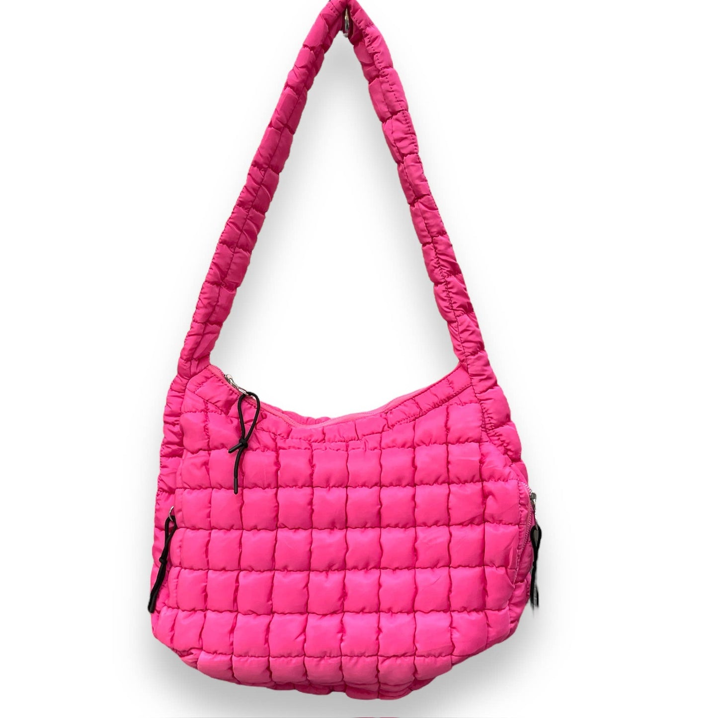 Quilted Puffer Shoulder Bags - Multiple Zip Feature