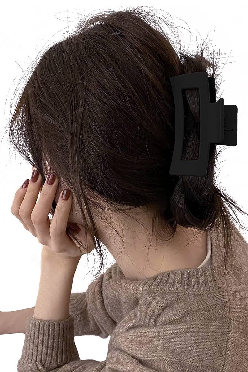 Matte Neutral Wide Block Y2K Clip Hair Claw