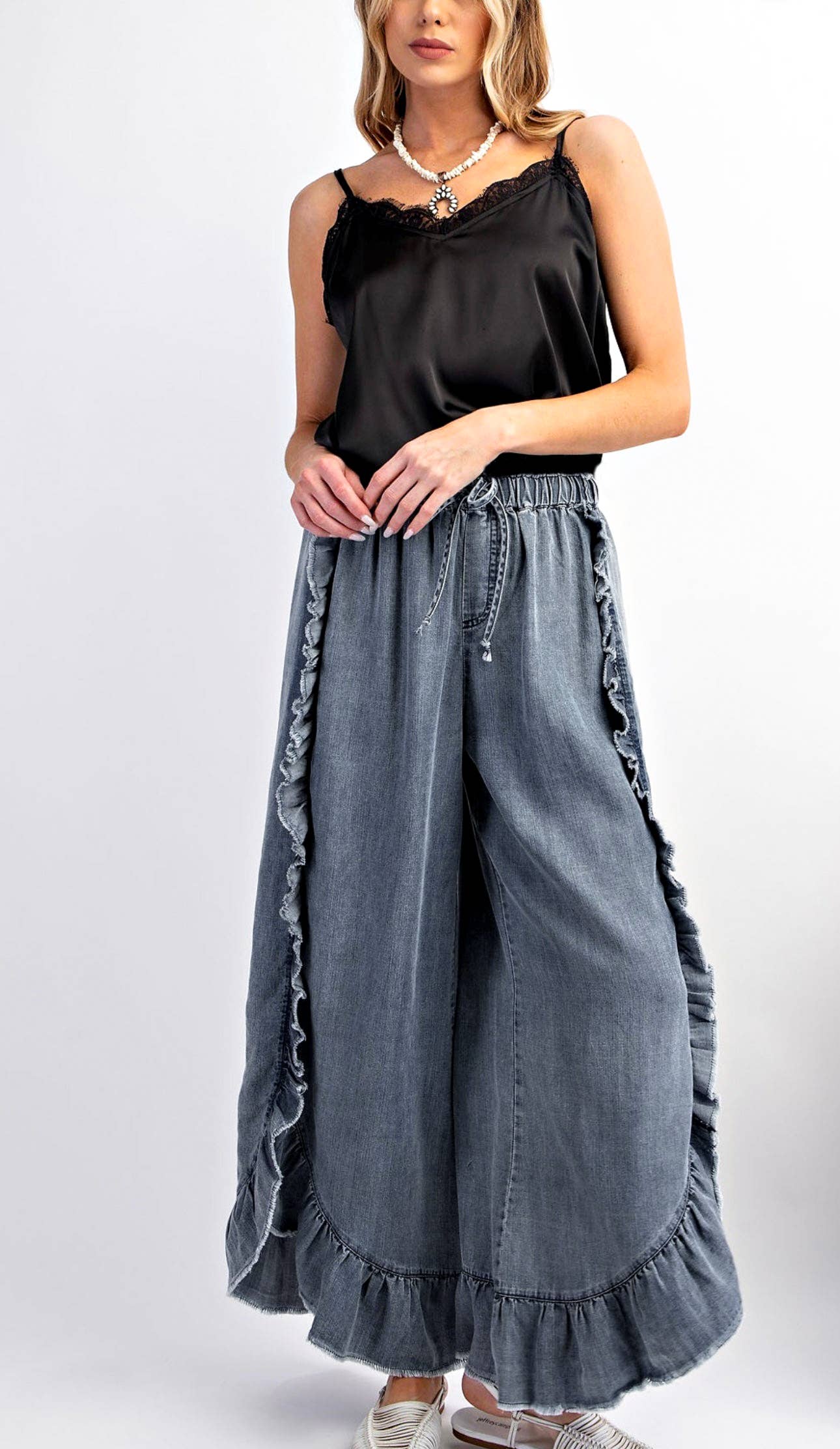 Bohemian Ruffled Flared Jeans
