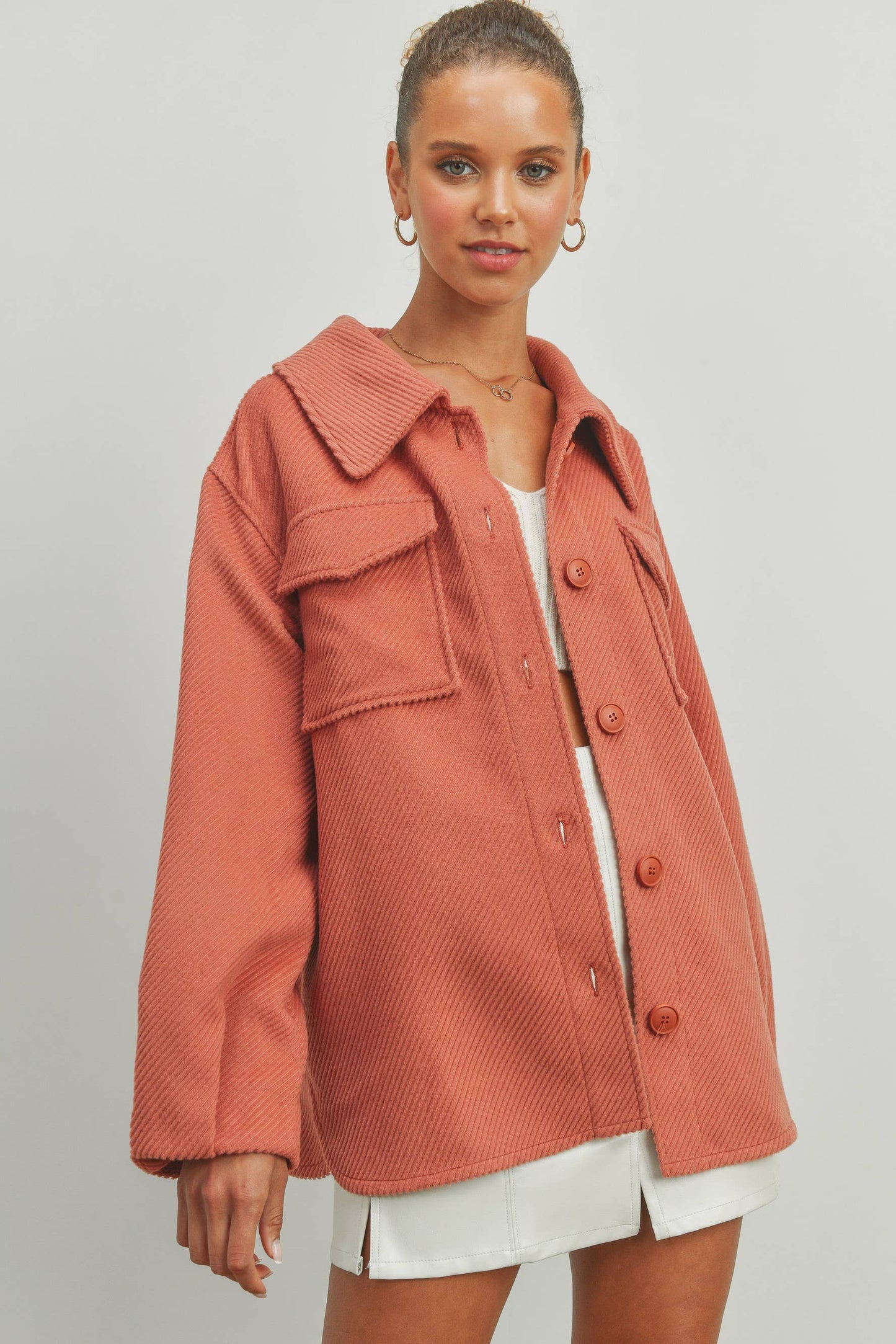 Solid Fall/Winter Shacket Coat - BMJ7013