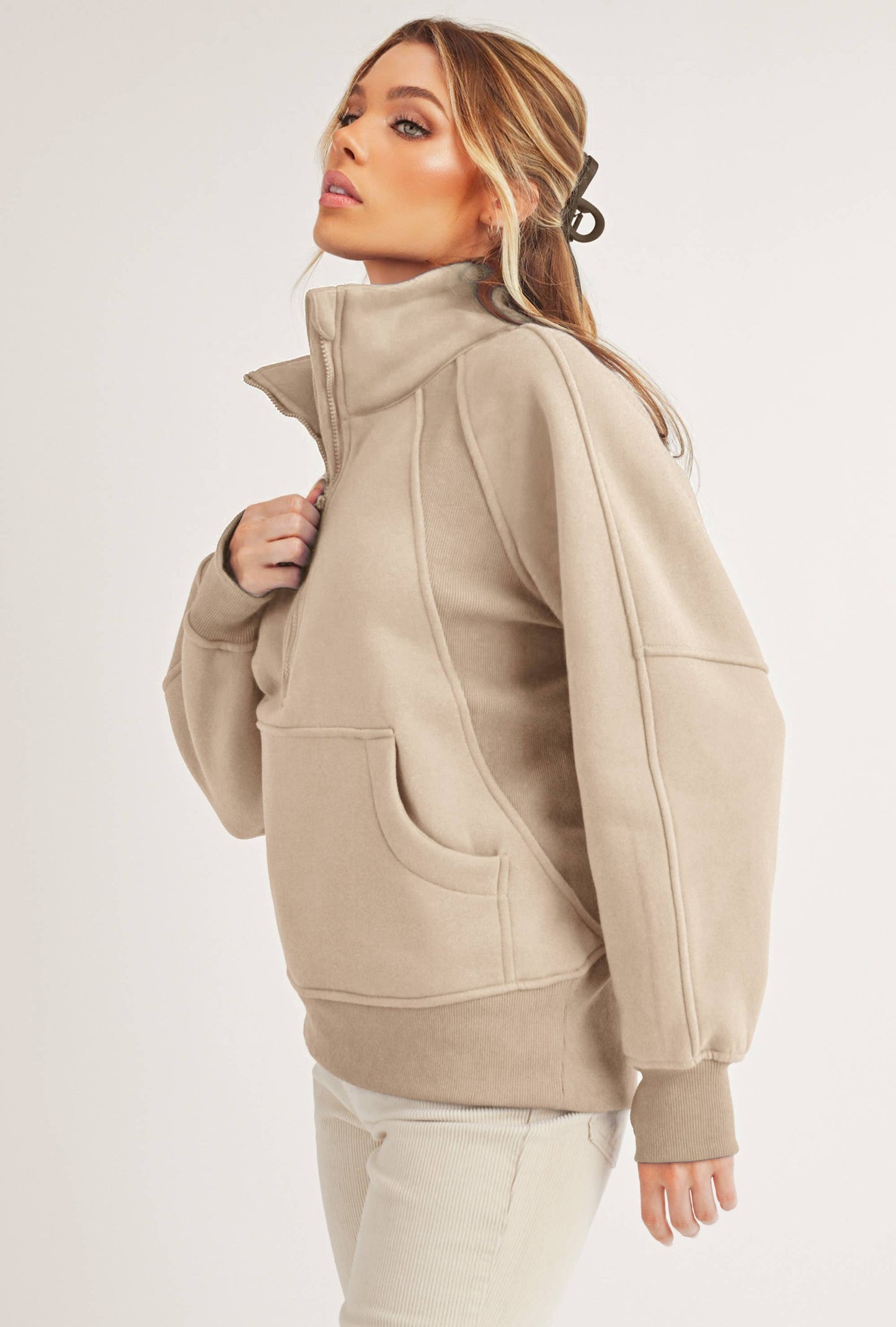 986DK Long Dove Funnel Neck Half Zip 1