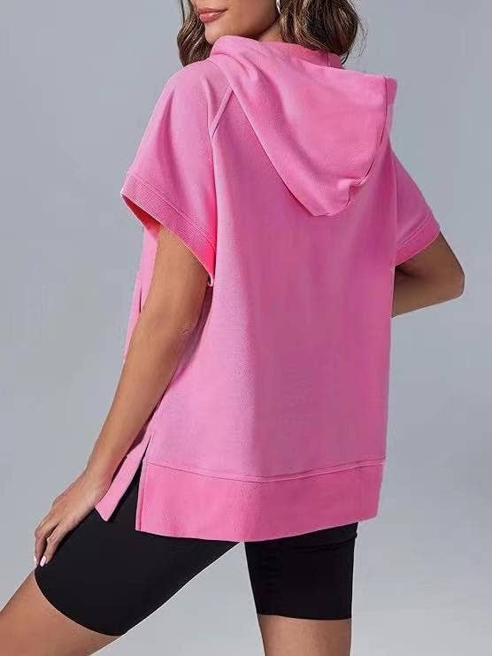 Laidback half zip short sleeve oversized Sweatshirts