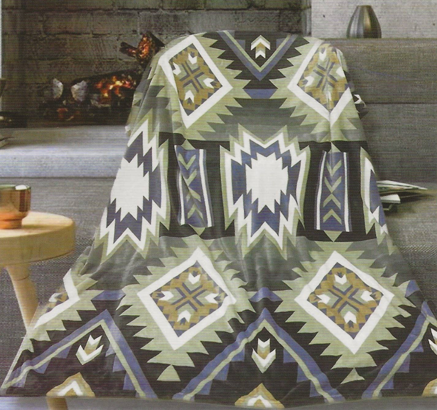 Gray Southwest Aztec Twin Size Throw Blanket - 60" x 80"