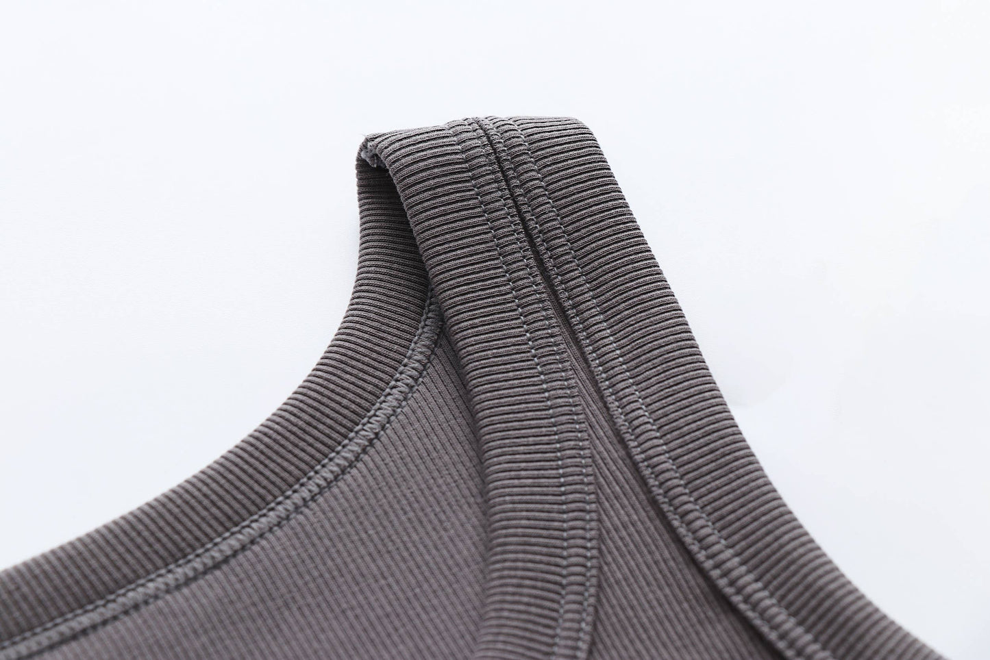 Base cotton round neck rib knit basic white tank top