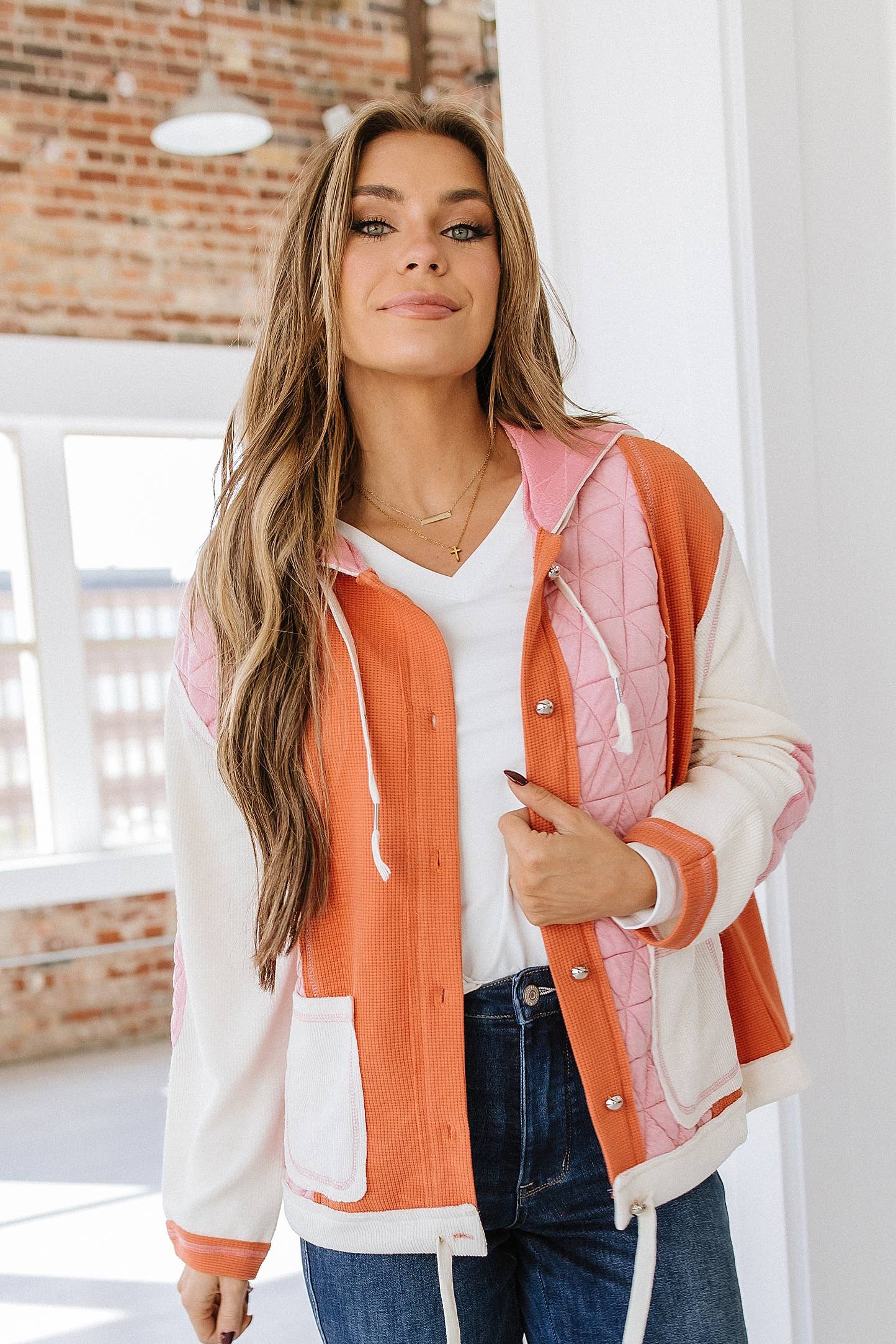 Felisha Quilted Patchwork Hooded Jacket | S-XL