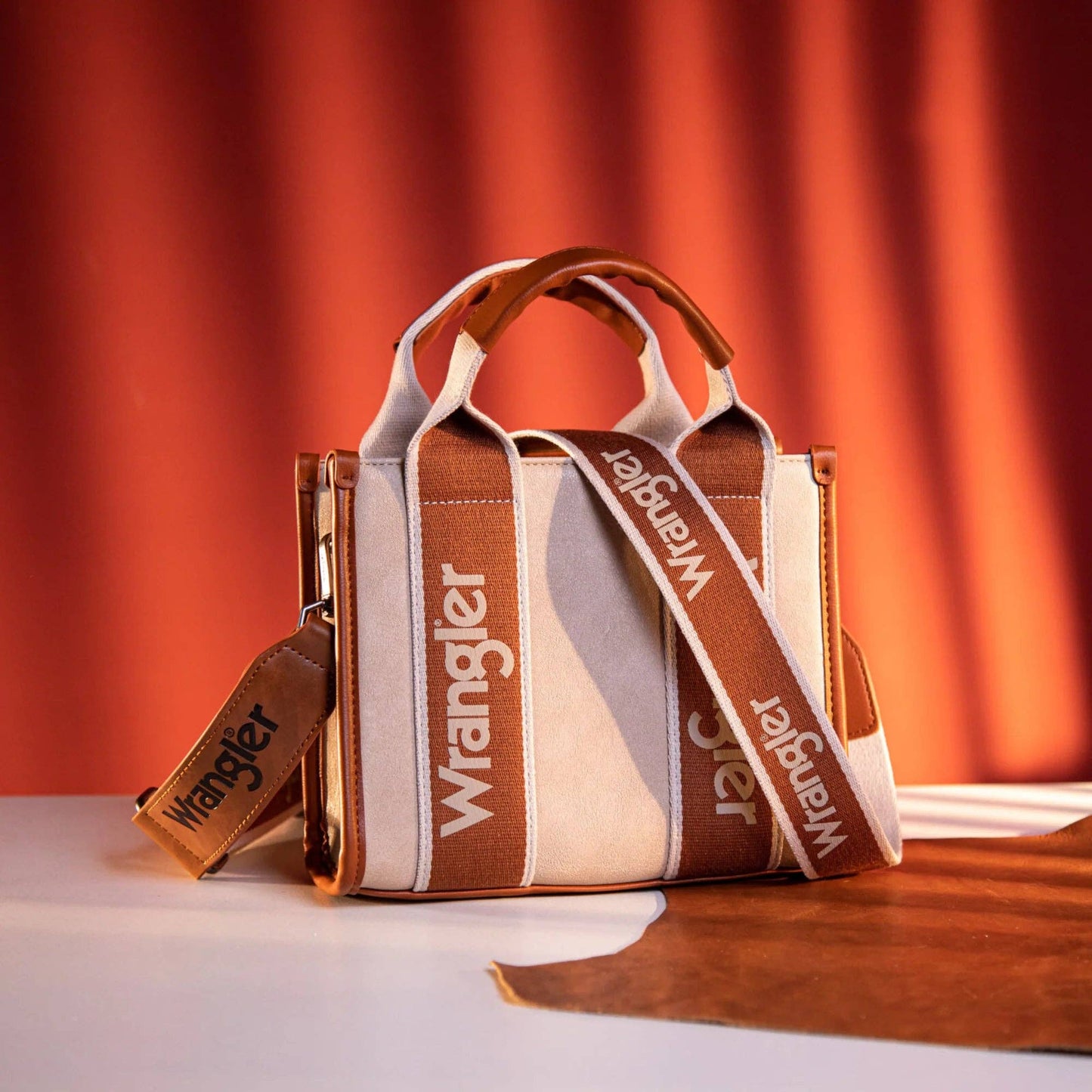 Wrangle Color Block Small Tote/Crossbody - BROWN